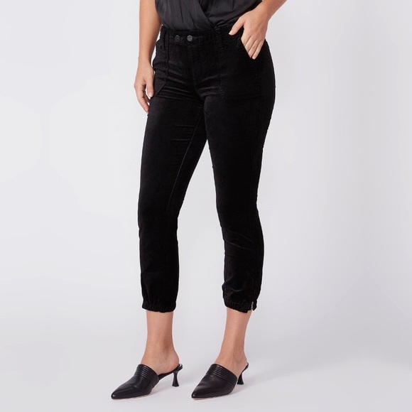 PAIGE Mayslie Velvet navy Joggers zip leg  Navy Size 29 - Picture 2 of 14